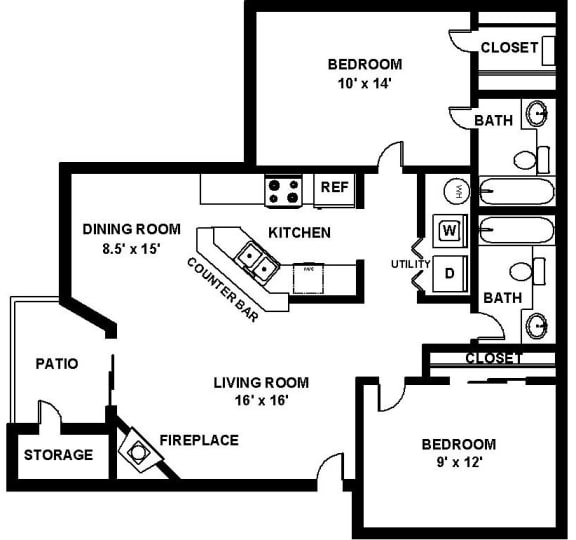 Fulton's Crossing and Landing 2D Floor Plan - The Danbury 2b2b