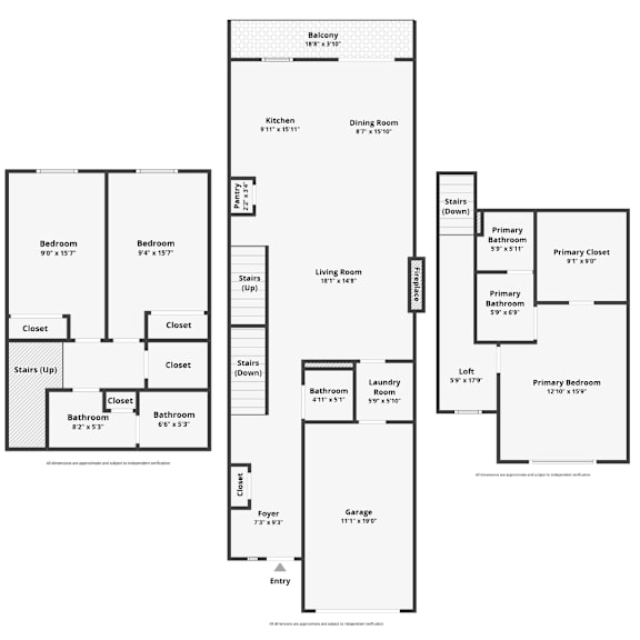 Thrive at Green Mountain Townhomes in Camas, WA Three Bedroom Floor Plan