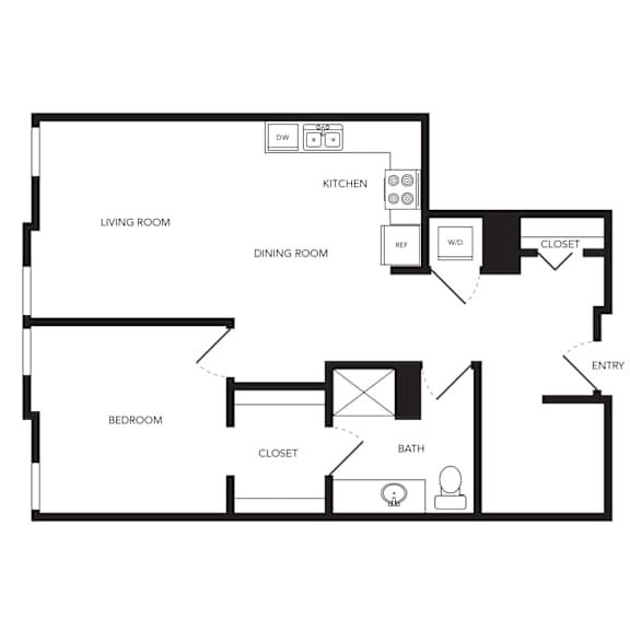 Towne Apartments in Seattle, Washington A23 Floor Plan