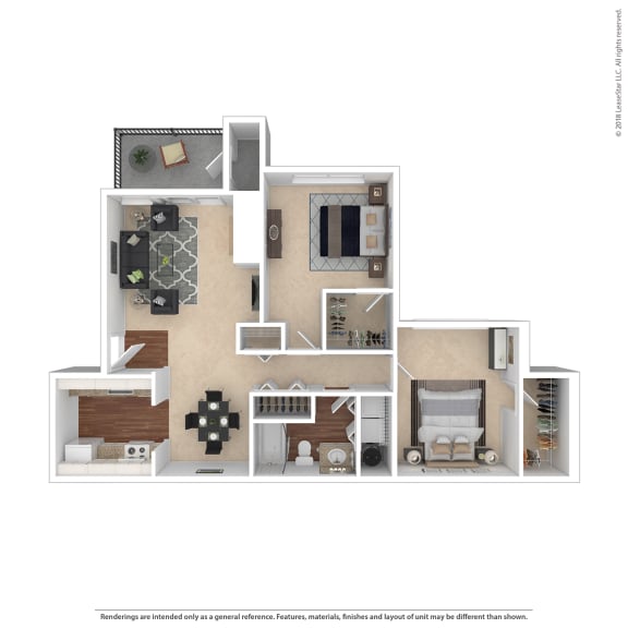 The Marina at Martha Lake Apartments 2x1 Furnished Floor Plan