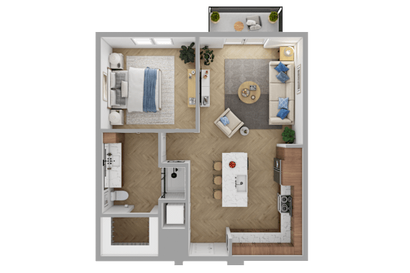 a floor plan of a home with a bedroom and a living room