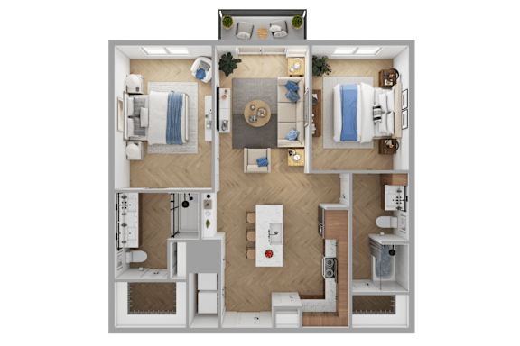 a 3d rendering of a floor plan of a house