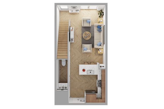 a floor plan of a home with a bedroom and a living room