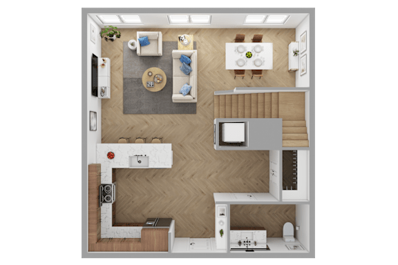a floor plan of a home with a bedroom and a living room