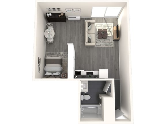 a floor plan of a 1 bedroom apartment at the kessler residences