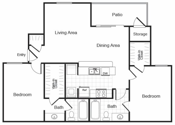 Valley Ridge Apartments in Lewisville, Texas B2 Floor Plan