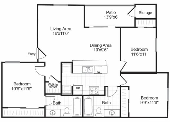 Valley Trails Apartments in Irving, Texas C1 Floor Plan