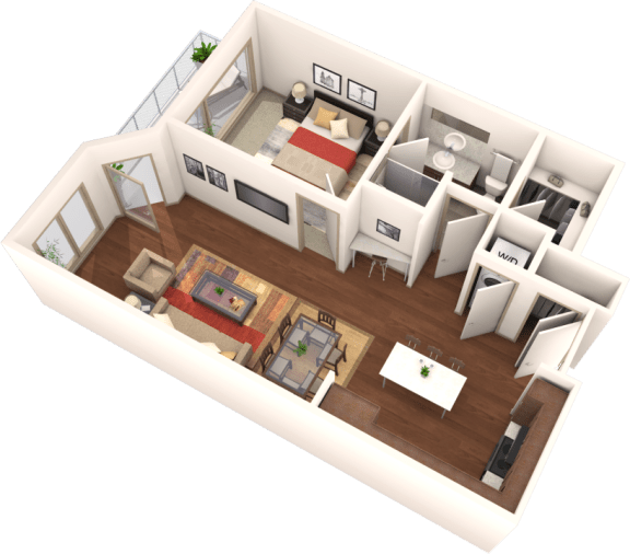 Veranda Highpointe Apartments Challenger 3D Floor Plan