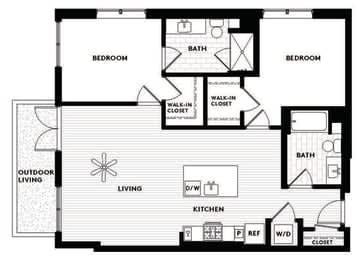 Vinz on Fairfax Apartments in Los Angeles, California C6 Floor Plan