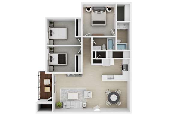 3Bed 2Bath Floor Plan at Vista Ridge Apartments, Issaquah, Washington