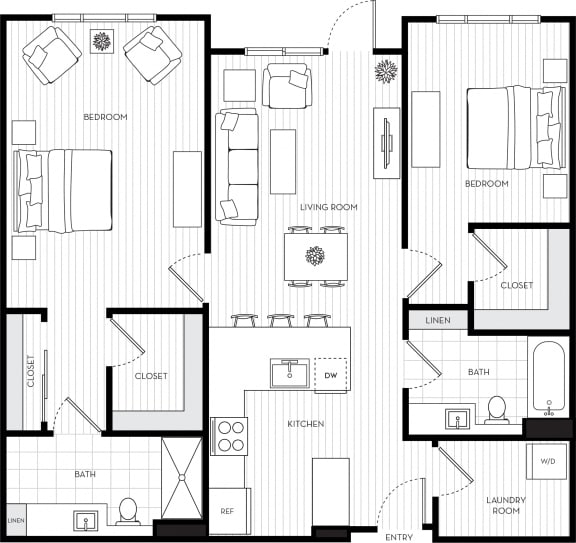 VodaApartments_Kirkland_WA_2 Bedroom_2 Bathroom_Spacious