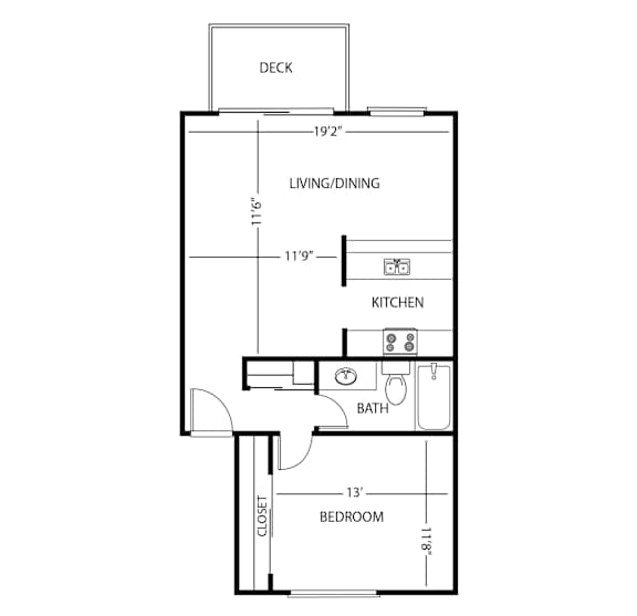 Vue Kirkland Apartments in Kirkland, Washington One Bedroom Floor Plan