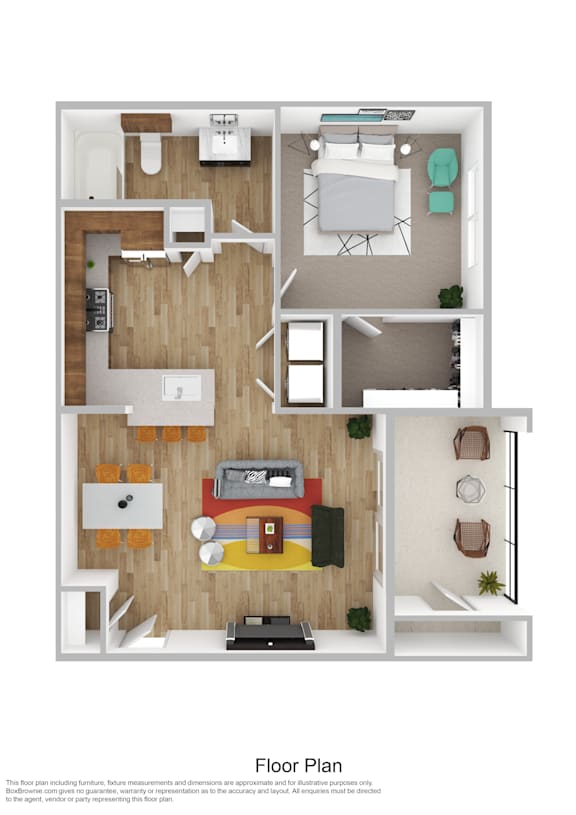 A floor plan of a house with a kitchen, living room, and two bedrooms.
