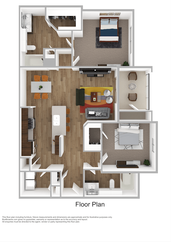 A floor plan of a house with a kitchen, living room, dining room, and bedrooms.