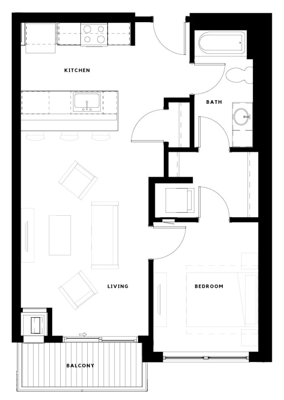 Alton Heights in Kansas City, Missouri One Bedroom Floor Plan