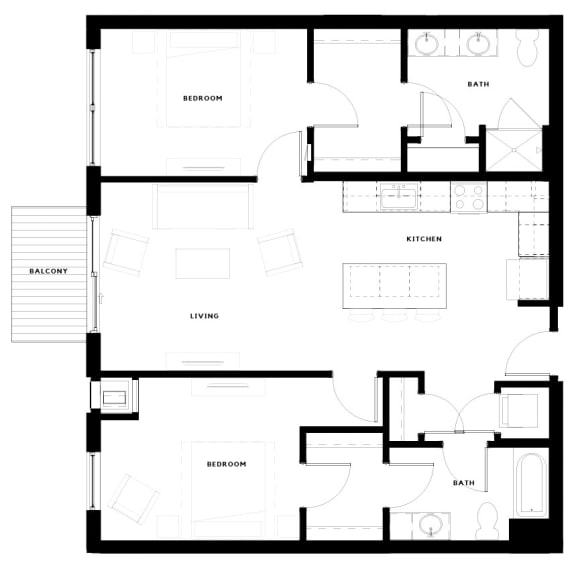 Alton Heights in Kansas City, Missouri Two Bedroom Floor Plan