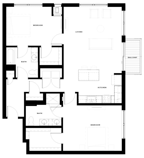 Alton Heights in Kansas City, Missouri Two Bedroom Floor Plan
