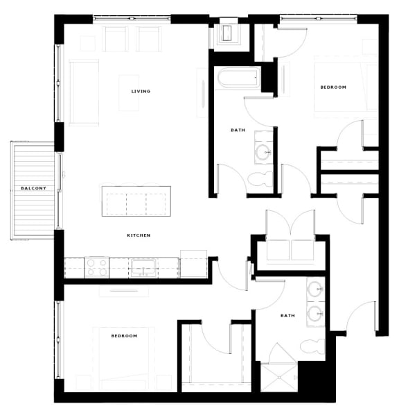 Alton Heights in Kansas City, Missouri Two Bedroom Floor Plan