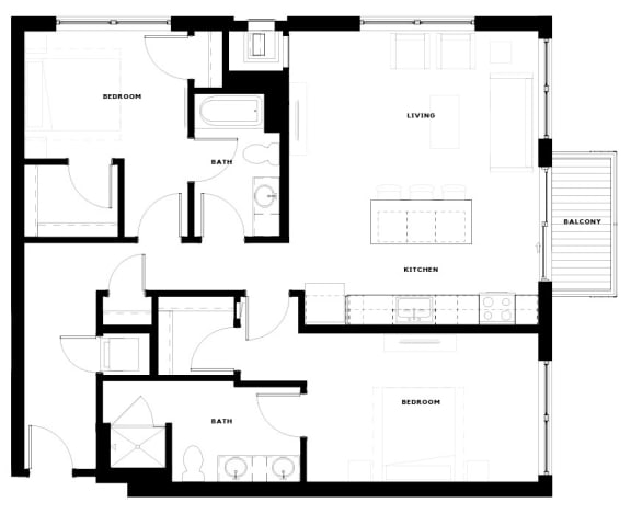 Alton Heights in Kansas City, Missouri Two Bedroom Floor Plan