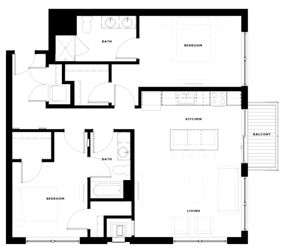 Alton Heights in Kansas City, Missouri Two Bedroom Floor Plan