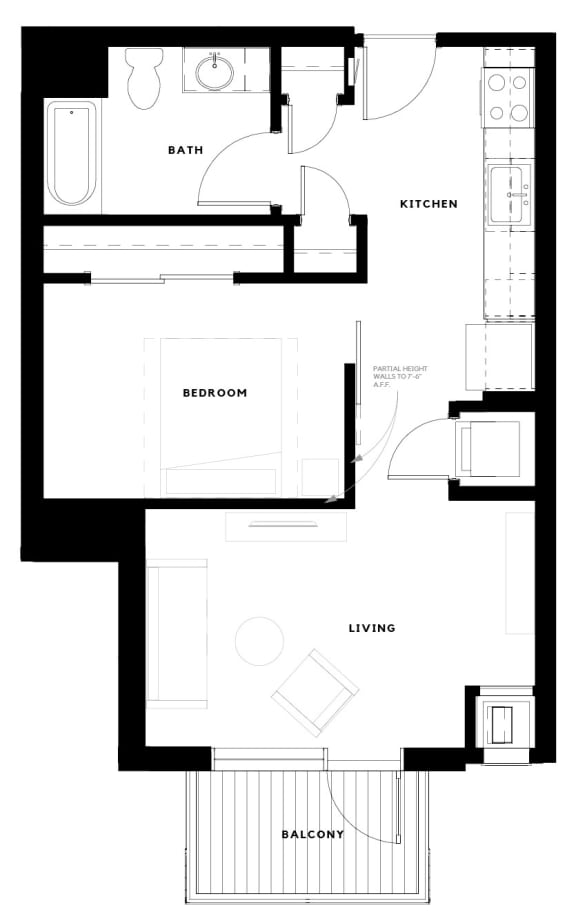 Alton Heights in Kansas City, Missouri One Bedroom Floor Plan