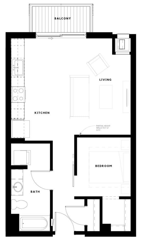 Alton Heights in Kansas City, Missouri One Bedroom Floor Plan