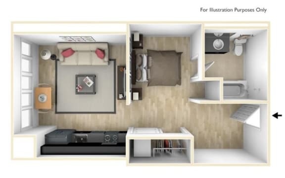 Yard Apartments Studio F Floor Plan