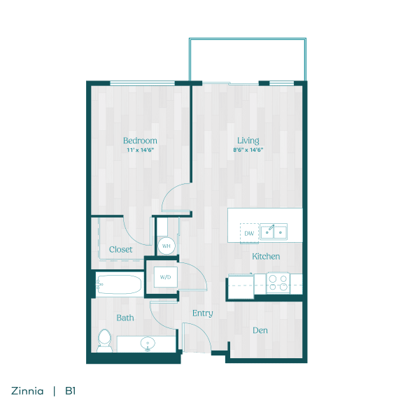 Zinnia Apartments 2D Floor Plan - B1 ADA