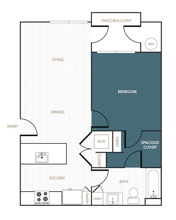 a floor plan of a residence with a bedroom and a living room