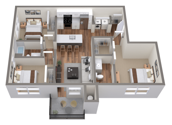 a 3d rendering of a floor plan of a house