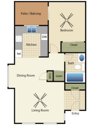 Image of a one bedroom apartment.