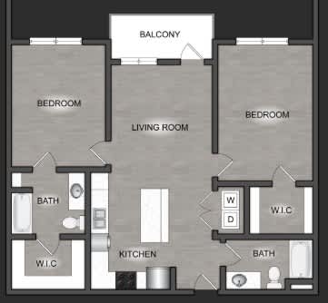 A black and white image of a house floor plan with a balcony.