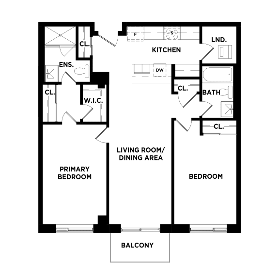 a floor plan of a house with bedrooms and a living room