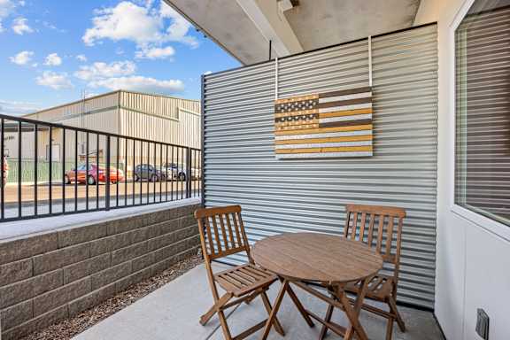 Balcony with table chair at Majestic Drive, Missoula