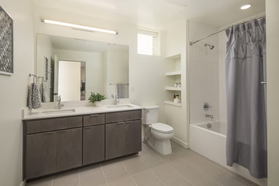a bathroom with a sink and a toilet and a shower