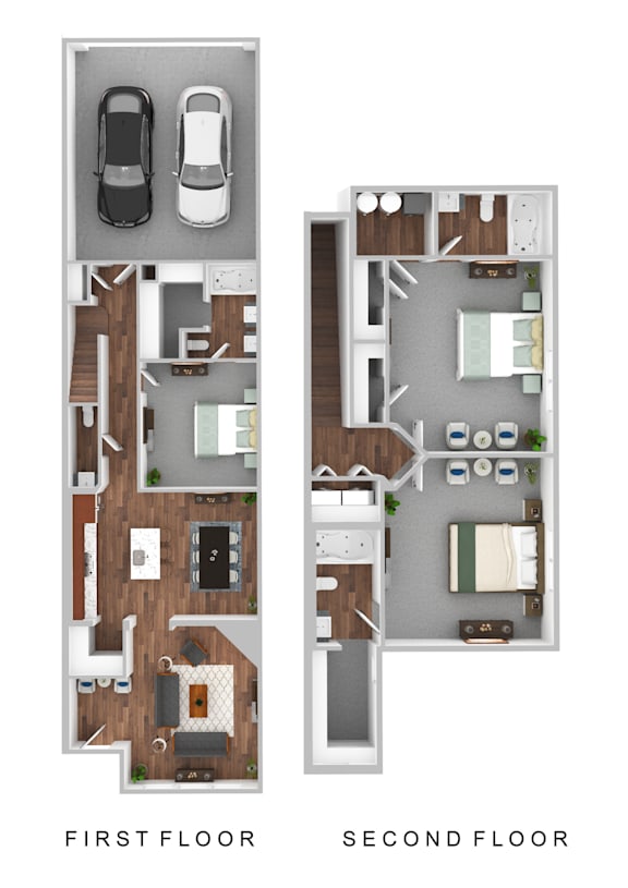 A floor plan of a two-story home with a first and second floor.