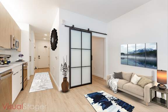 Modern Kitchen and Living room at Cannery Flats, Bozeman, 59715