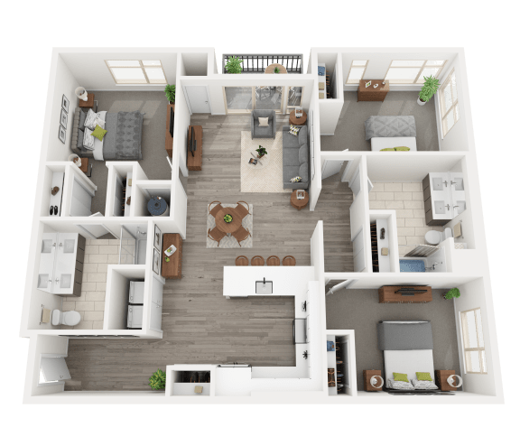a1 floor plan  1 bedroom with 2 baths  1192 square feet