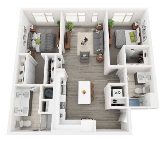 a1 floor plan  1 bedroom with 2 baths  1192 square feet