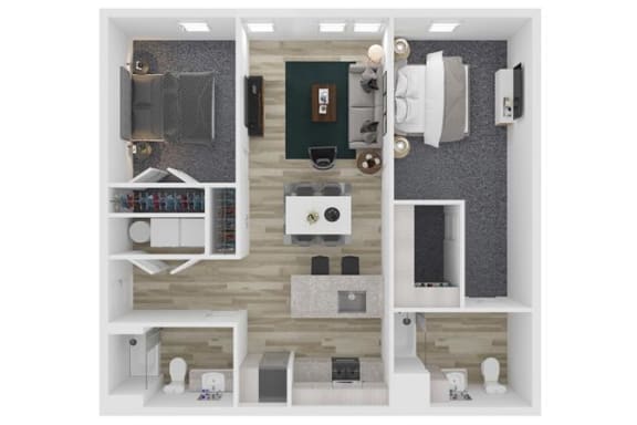A2 Two Bedroom Two Bathroom Floor Plan at The Clara, Eagle, 83616