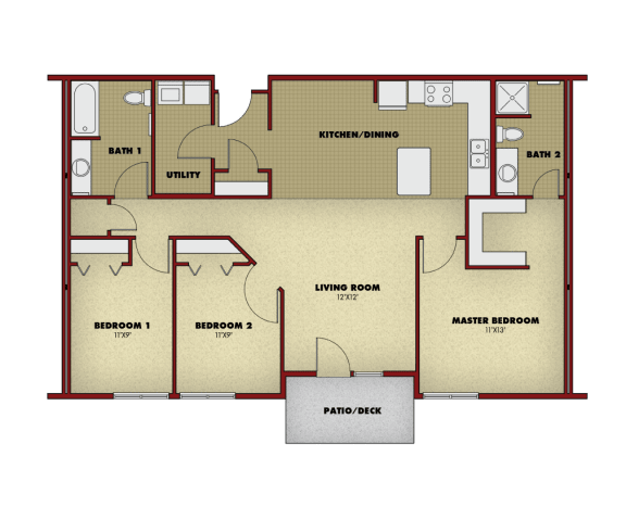 the floor plan of residence villa carlotta at InterPointe Apartments, Montana, 59106