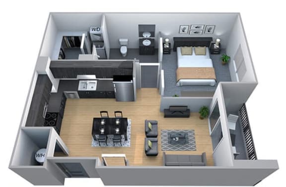 1 bed 1 bath floor plan F at Cycle Apartments, Colorado, 80525