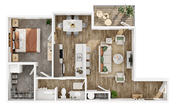 1Bed 1Bath Floorplan 1Bed 1Bath Floorplan at Silverbrook Apartments, Kalispell