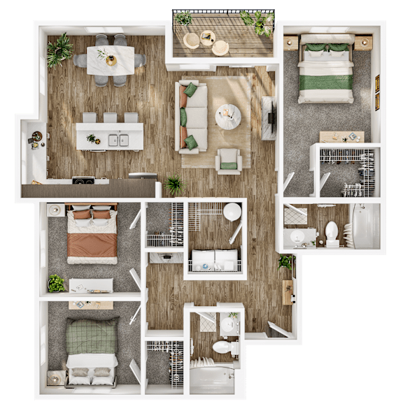 3Bed 2Bath Floorplan 3Bed 2Bath Floorplan at Silverbrook Apartments, Kalispell, 59901