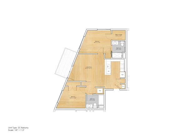 A drawing of a 20 Balcony unit with a scale of 1/8 = 10'.
