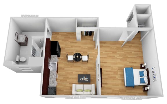 1 Bedroom 1 Bathroom Floorplan at Willett Apartments, Albany, NY, 12210