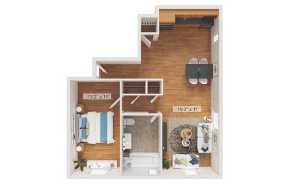 1 Bedroom 1 Bathroom Floor Plan at Garwood Gardens Apartments, Garwood, New Jersey