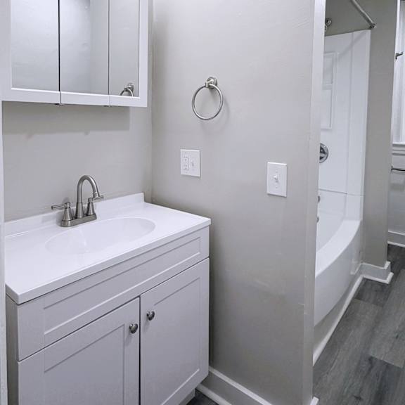 Bathroom interior with sink and faucet at Willett Apartments, Albany, 12210