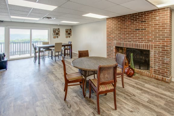 Clubhouse With Fireplace at Highland Club Apartments, Watervliet, New York 12189