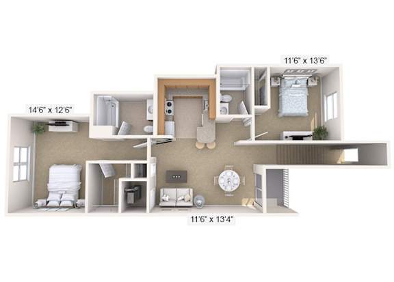 A diagram of a house layout with dimensions.